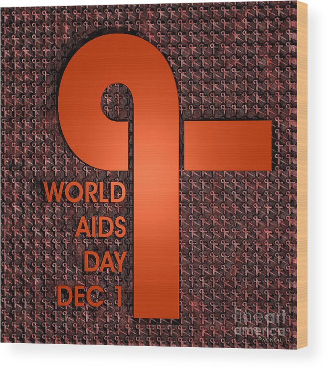 Signs Wood Print featuring the digital art World AIDS Day by Walter Neal