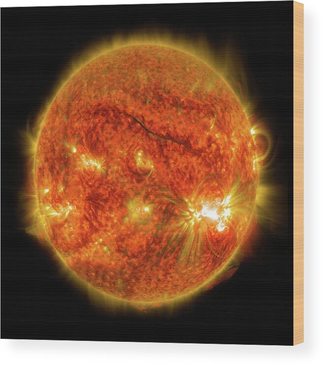 Active Wood Print featuring the photograph X2-class Solar Flare by Nasa/sdo