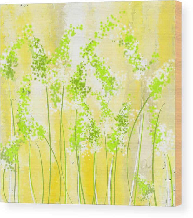 Light Green Wood Print featuring the painting Yellow And Green Art by Lourry Legarde
