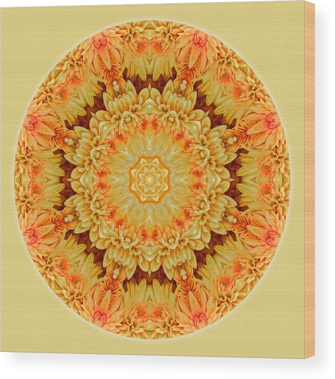 Mum Wood Print featuring the photograph Yellow Orange Mum Mandala by Beth Sawickie