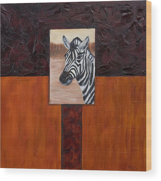 Animal Wood Print featuring the painting Zebra by Darice Machel McGuire