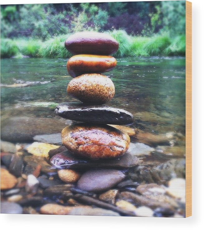 Zen Stones Wood Print featuring the photograph Zen Stones II by Marco Oliveira
