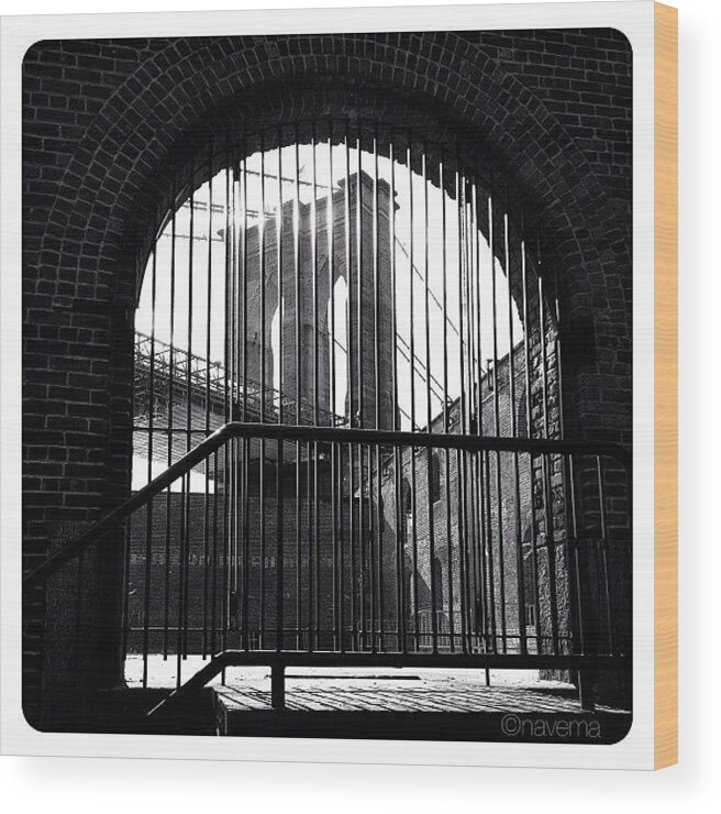 Bridge Wood Print featuring the photograph | Bridge | Brick | Bars | by Natasha Marco
