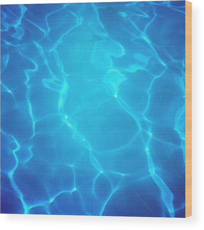 Water Wood Print featuring the photograph Blue water surface - swimming pool #1 by Matthias Hauser