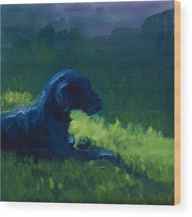 Labrador Reritever Wood Print featuring the painting Late Afternoon Dinner Soon by Sheila Wedegis