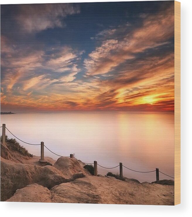  Wood Print featuring the photograph Long Exposure Of Last Night's Sunset by Larry Marshall