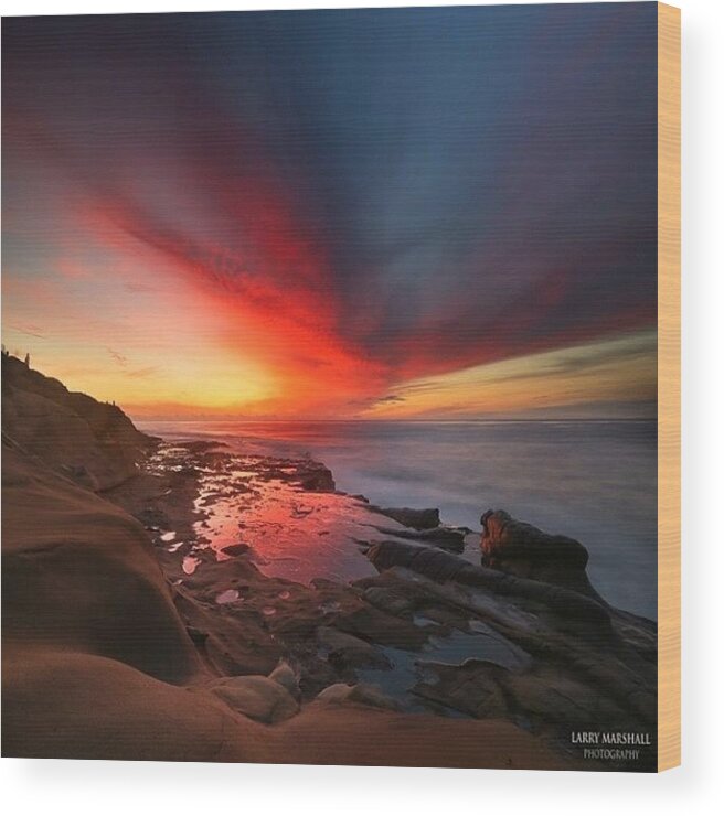  Wood Print featuring the photograph Long Exposure Sunset In La Jolla #1 by Larry Marshall