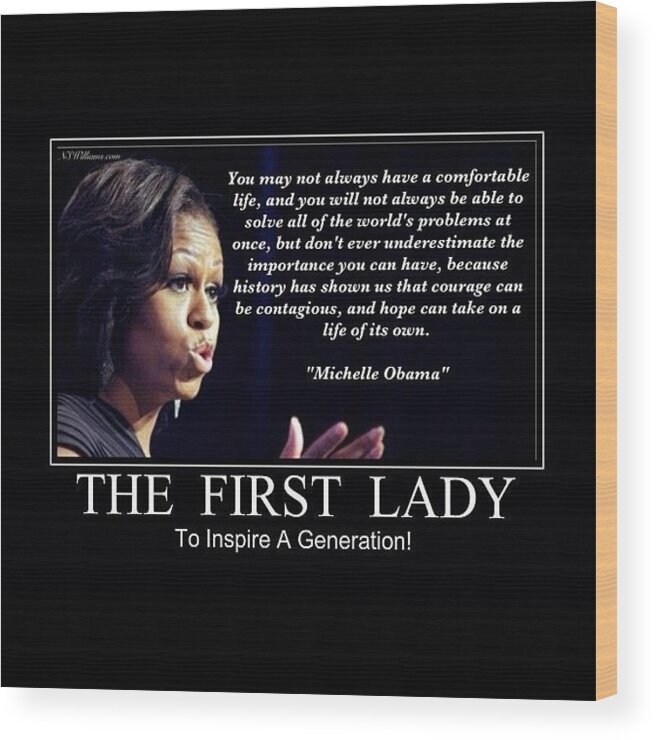 First Lady Wood Print featuring the photograph Michelle Obama #1 by Nigel Williams