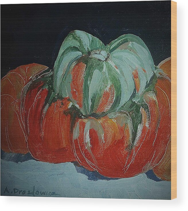 Pumpkin Vegetables Garden Crop Wood Print featuring the painting Pumpkin #1 by Andrew Drozdowicz