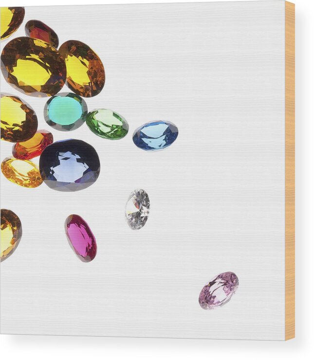 Aquamarine Wood Print featuring the photograph Colorful Gems #5 by Setsiri Silapasuwanchai