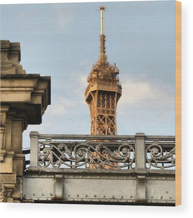 Mobilephotography Wood Print featuring the photograph Paris - Tour Eiffel #9 by Tony Tecky
