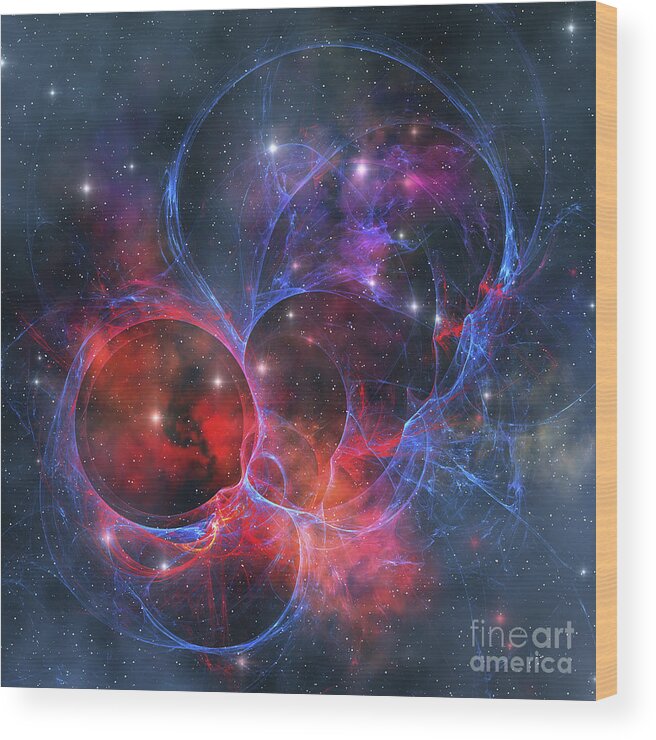 Dark Nebula Wood Print featuring the digital art A Dark Nebula Is A Type Of Interstellar by Corey Ford