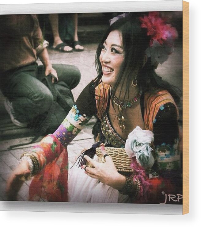 Altexpo Wood Print featuring the photograph A Smiling Gypsy Dancer... Machida, Japan by Julianna Rivera-Perruccio