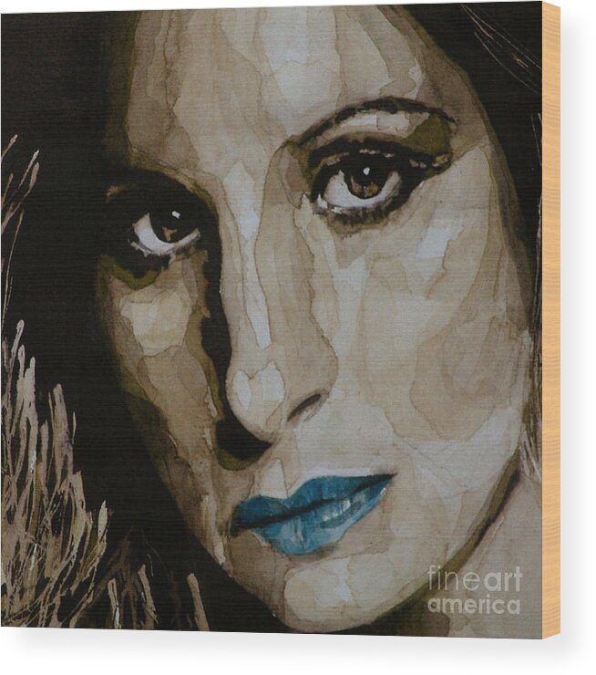 Barbara Streisand Wood Print featuring the painting A Star is Born by Paul Lovering