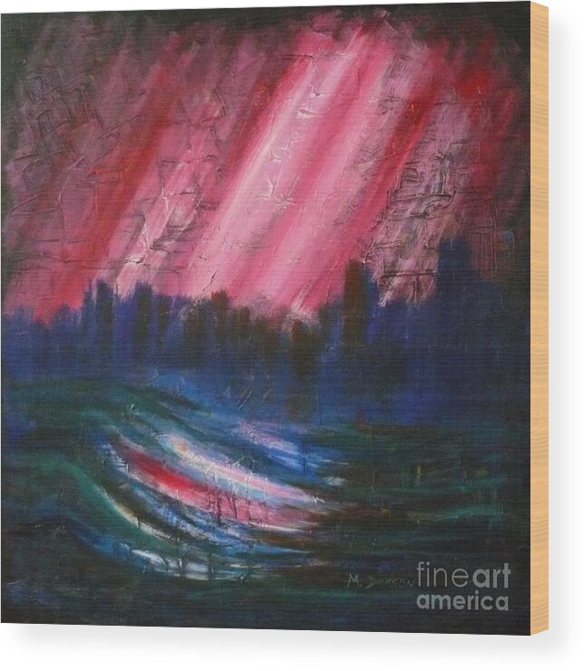 Abstract Wood Print featuring the painting Abstract-Red by Monika Shepherdson