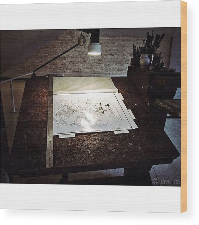Teamrebel Wood Print featuring the photograph Al Hirschfeld's Drawing Table by Natasha Marco