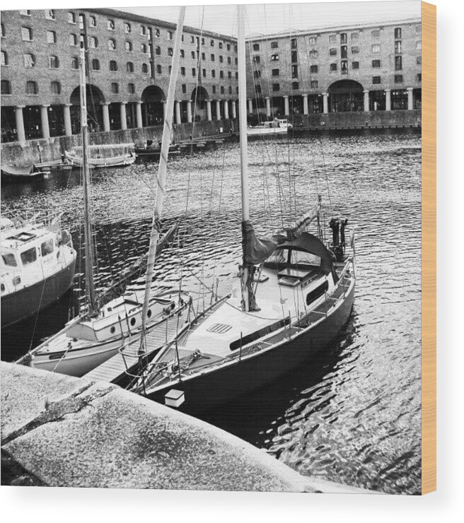 England Wood Print featuring the photograph #albertdock #liverpool #harbor #boat by Abdelrahman Alawwad