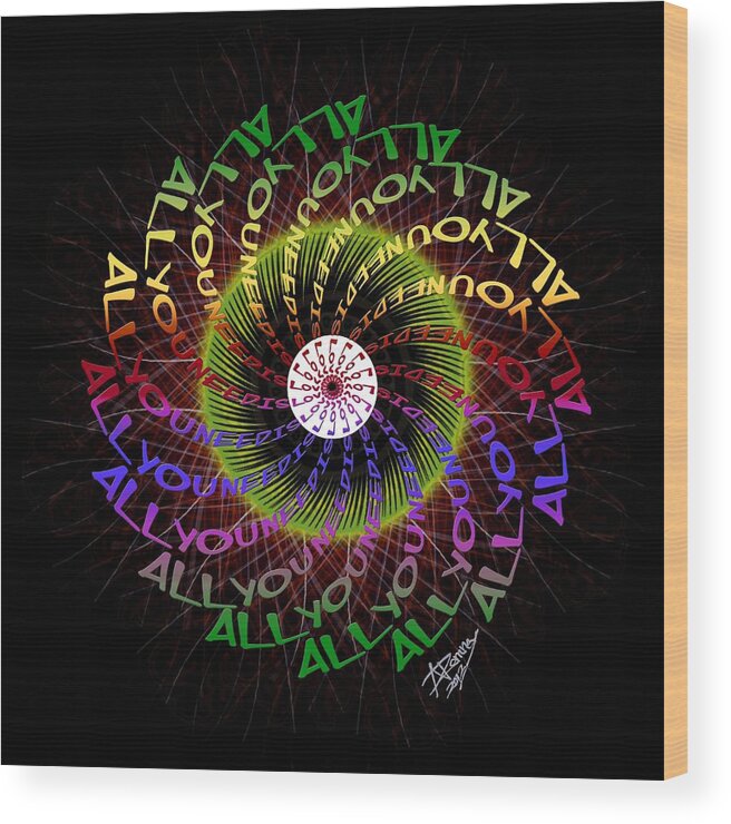 Love Wood Print featuring the digital art All You Need Is Love 3 by Atheena Romney