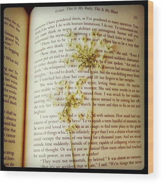 Flowers Wood Print featuring the photograph #annerice #book #flowers by Allison Faulkner