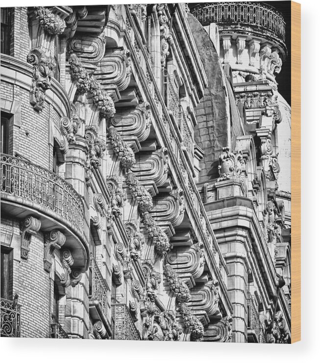 Us Wood Print featuring the photograph Ansonia Building Detail 10 by Val Black Russian Tourchin