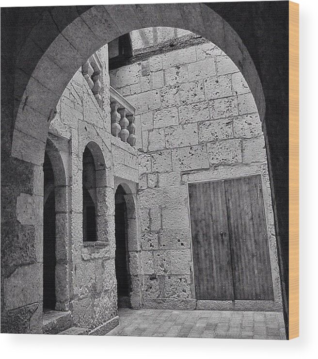 Stones Wood Print featuring the photograph #arch #door #stones #courtyard #history by Val Lao