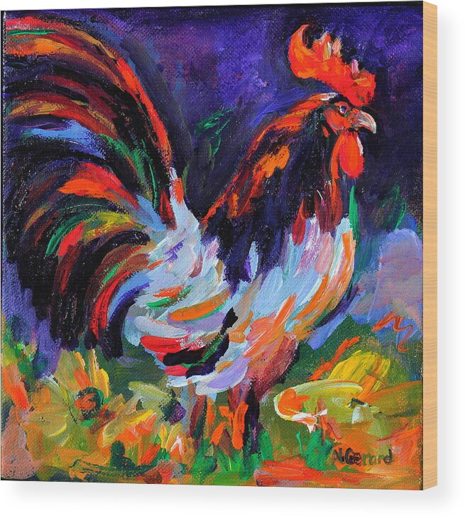 Rooster Wood Print featuring the painting Aroostrocrat 2012 by Naomi Gerrard