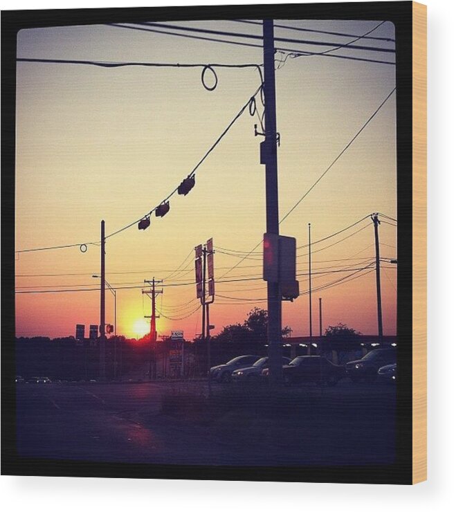 Powerlineporn Wood Print featuring the photograph #austin #texas #sunset #dusk #sky by Amanda Max