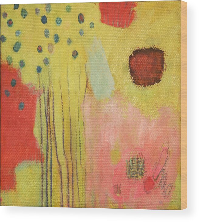 Abstract Wood Print featuring the painting Autumn Rustle by Janet Zoya