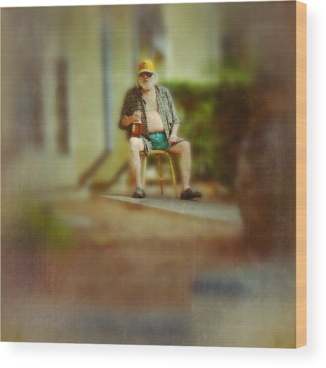 Summer Wood Print featuring the photograph 💙#beer #streetphotography #candid by Judy Green