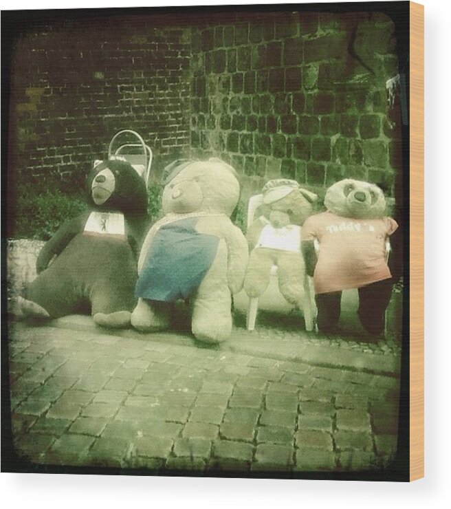 Teddy Wood Print featuring the photograph #berlin #teddy #bear #bär #igersberlin by Rafael Kinzig