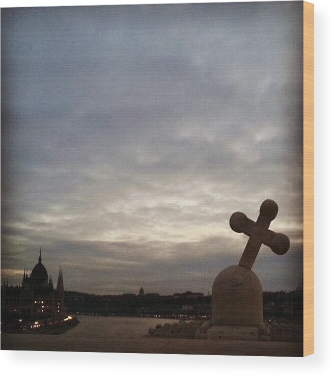 Parlament Wood Print featuring the photograph #budapest #cross #danube #parlament by Zsolt Kurucz