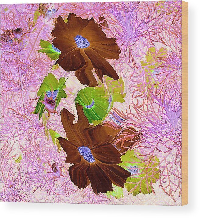 Flowers Wood Print featuring the painting Burgundy Flowers by Richard James Digance