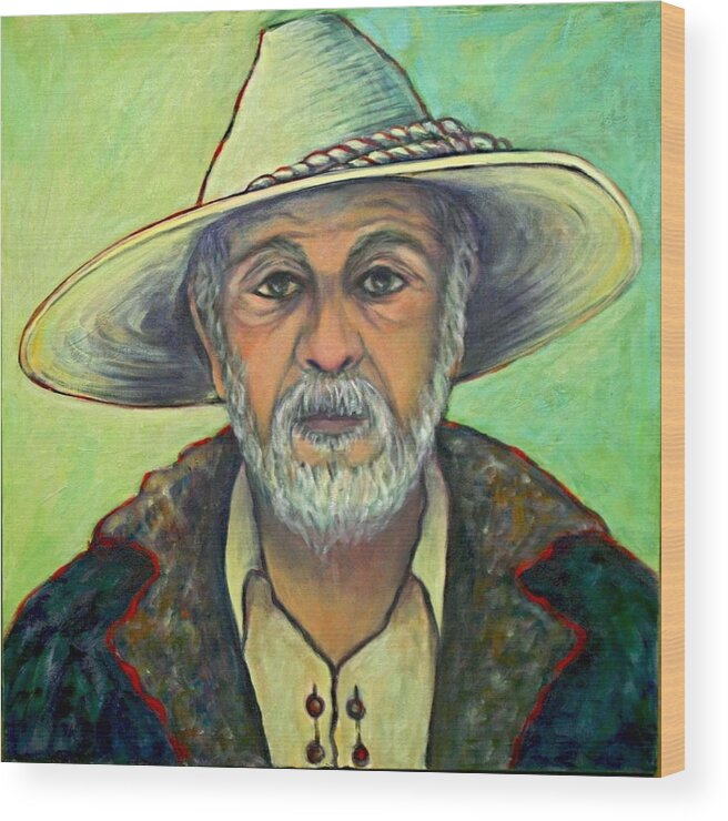 Portrait Wood Print featuring the painting Campesino by Susan Santiago
