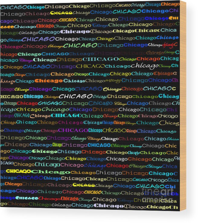 Chicago Wood Print featuring the digital art Chicago Text Design I by Susan Stevenson