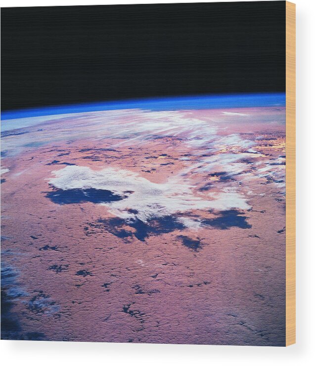 Square Wood Print featuring the photograph Clouds Above The Earth Viewed From A Satellite by Stockbyte