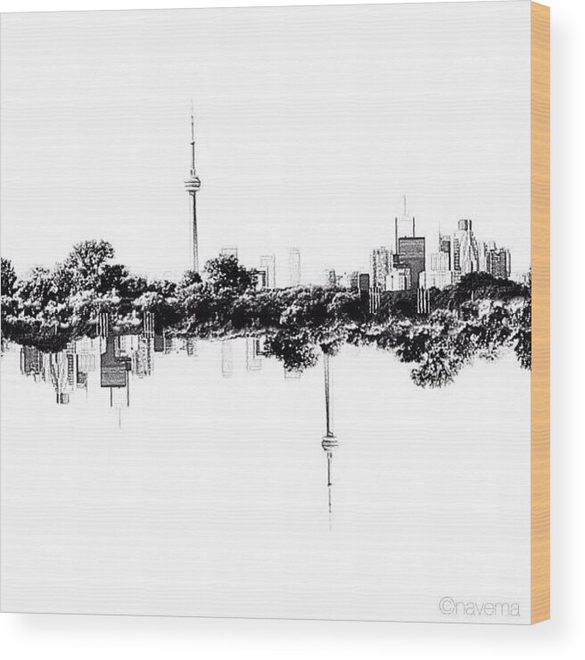 Blackandwhite Wood Print featuring the photograph Cn Tower Series: Reflection by Natasha Marco