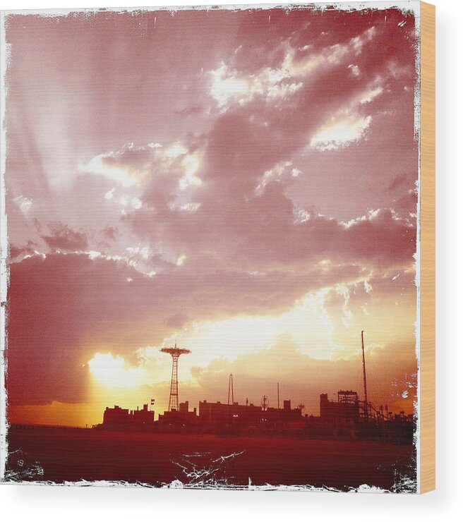 Coney Island Wood Print featuring the photograph Coney Island Sunset by Frank Winters