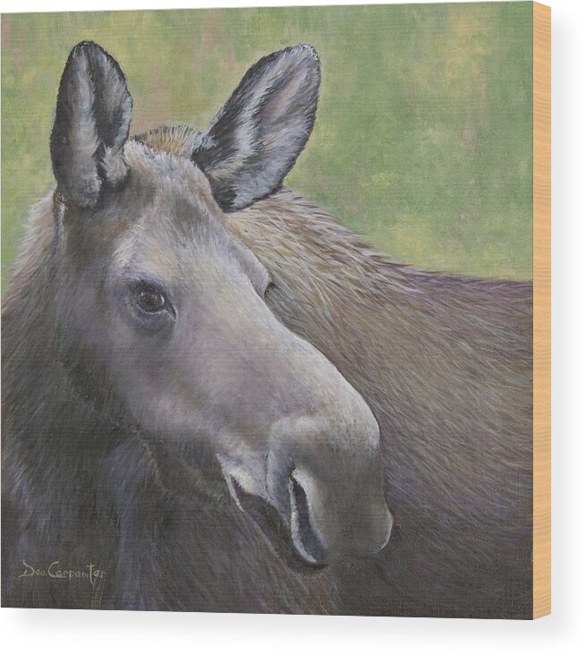 Moose Wood Print featuring the Cow Moose by Dee Carpenter