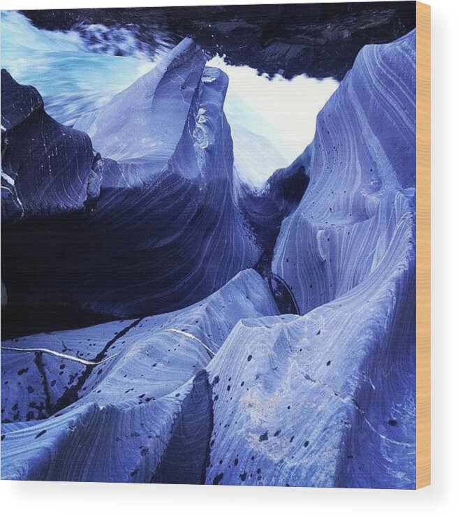  Wood Print featuring the photograph Crazy Rocks On Edge Of Waterfall by Derek Enns