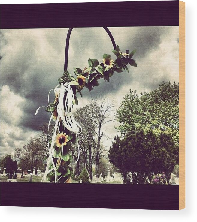 Decorative Wood Print featuring the photograph #decorative #decoration #cemetery by Kayla St Pierre