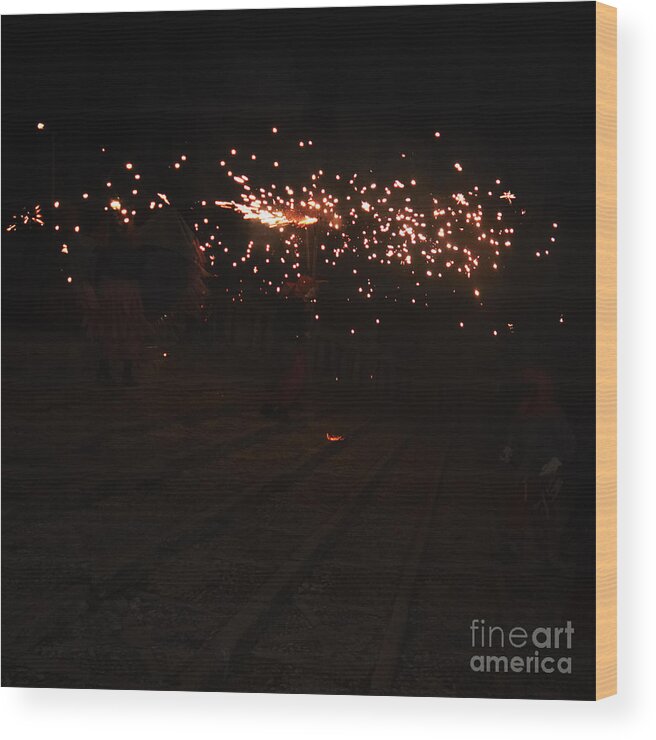 Fuego Wood Print featuring the photograph Demons down the stairs by Agusti Pardo Rossello