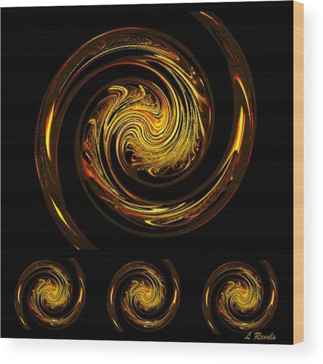 Abstract Wood Print featuring the digital art Dragons III by Leslie Revels