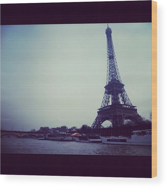 Eiffel Tower Wood Print featuring the photograph Eiffel Tower as seen from Seine river by Darren Price