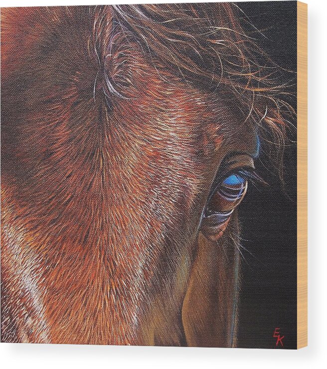 Horse Wood Print featuring the painting Equine 2 by Elena Kolotusha