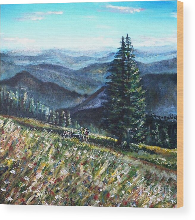 Man Wood Print featuring the painting Family Hike by Shana Rowe Jackson