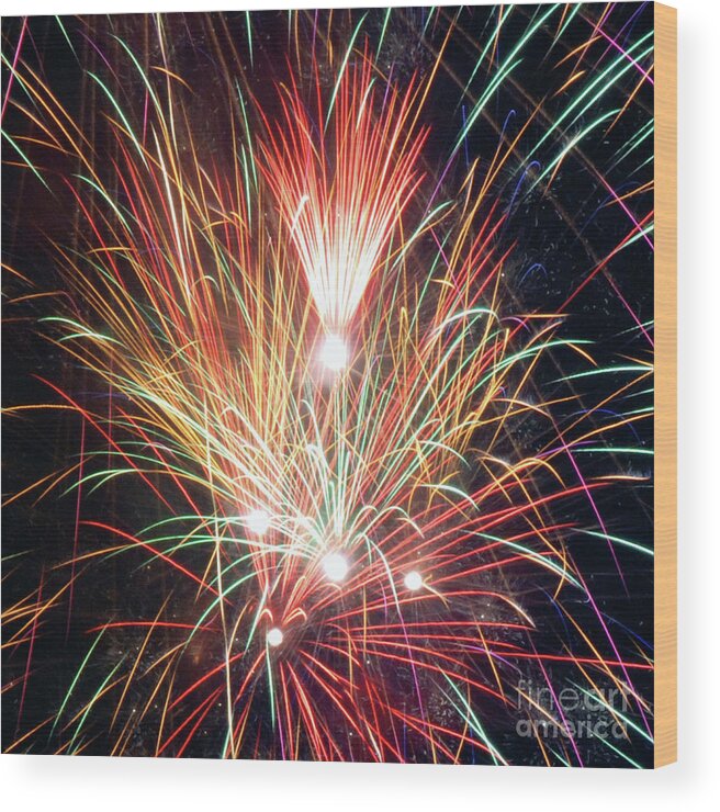 Fireworks Wood Print featuring the photograph Fireworks One by Ronald Grogan