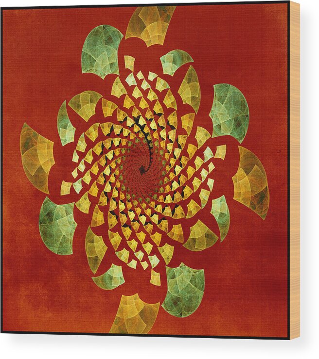Geometric Wood Print featuring the digital art Fractal Twirl by Bonnie Bruno