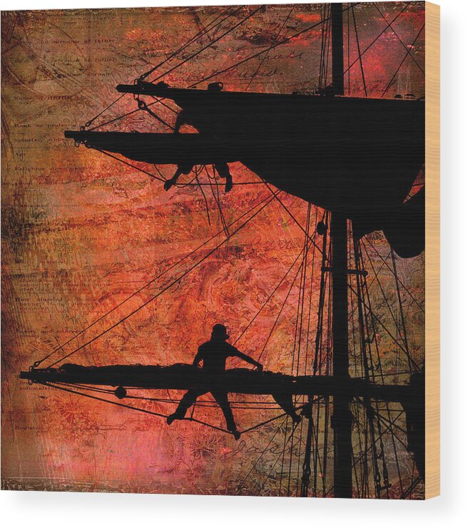 Textured Wood Print featuring the photograph Furling Sail by Fred LeBlanc