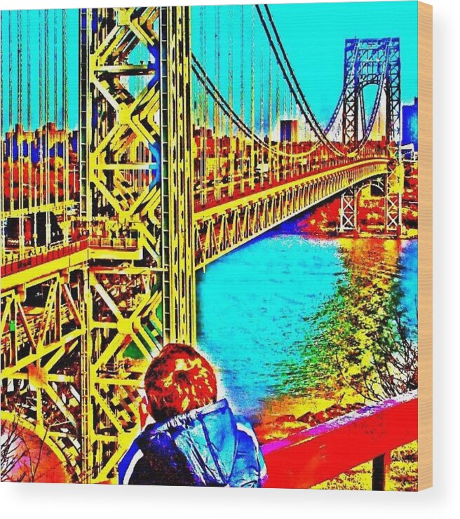 Bridge Wood Print featuring the photograph #george #washington #bridge #newyork by Antonio DeFeo