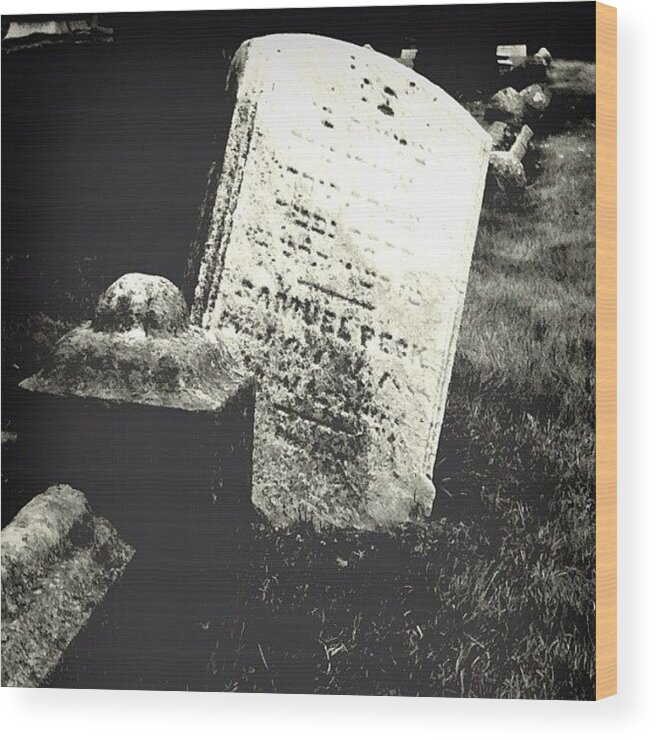 Bw Wood Print featuring the photograph Graceland Cemetary Chicago by James Roach